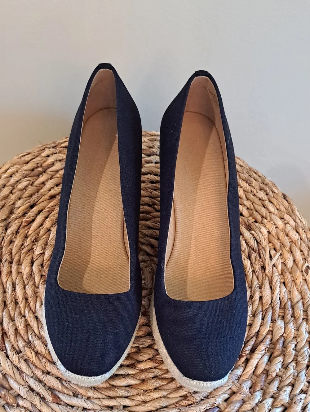 J.Crew Women’s Classic Preppy/Vacation Black Canvas Wedge Espadrille Sandals 8.5
